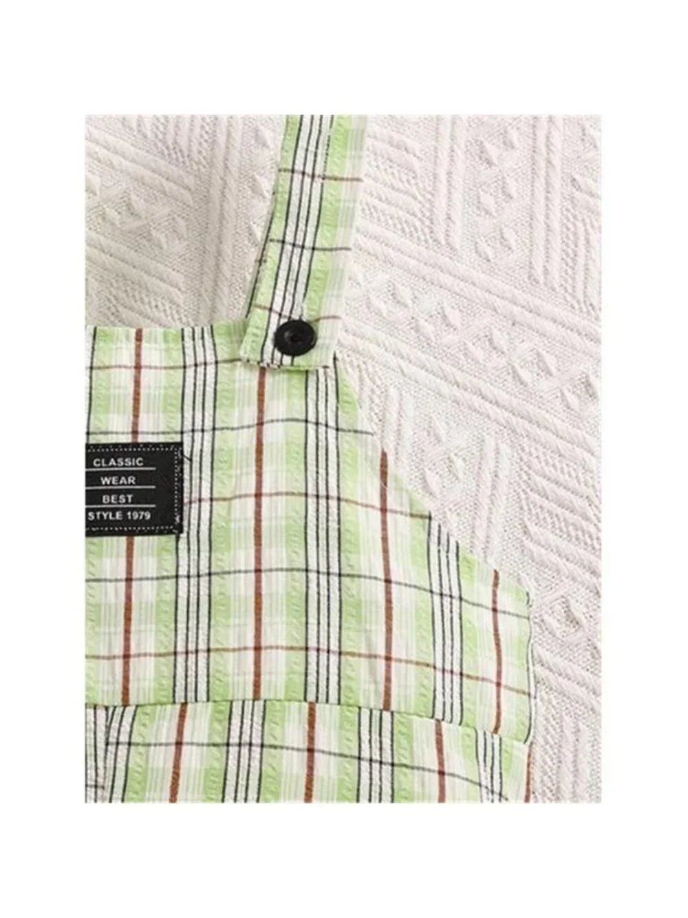 Children's Solid Color Polo & Plaid Overalls Set